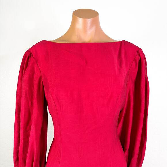 Trina Turk Hiya Bishop Long Sleeve Mini Shift Dress Dragon Fruit Pink Sz 4 NWT - Picture 3 of 12